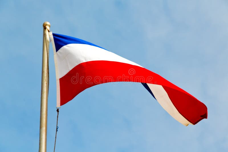 French Waving Flag in the Blue Sky France Stock Image - Image of ...