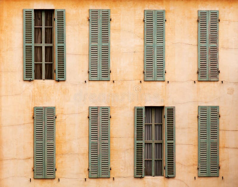 French windows with shutters