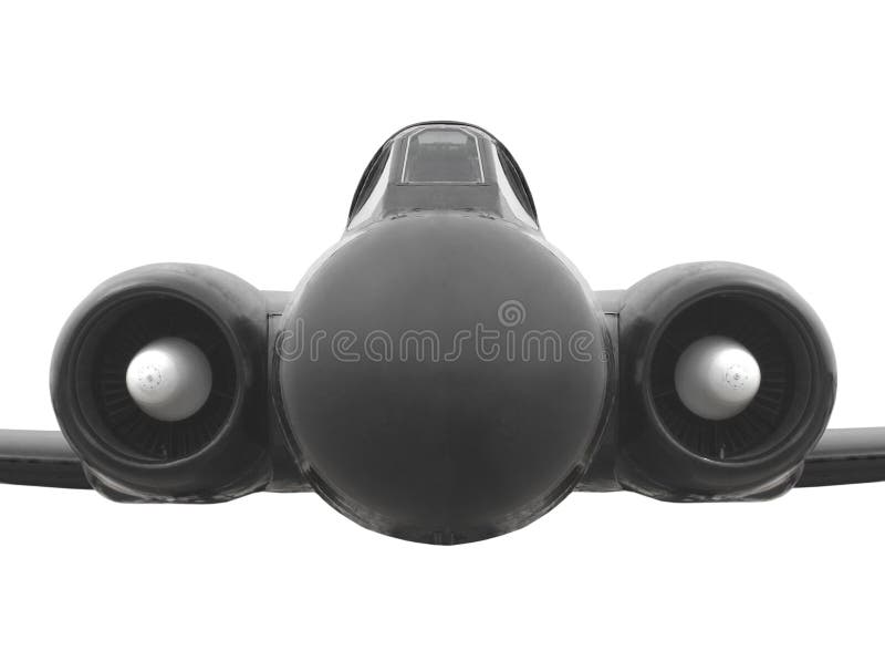 Frente de un jet militar negro aislado. fotografía de archivo libre de regalías Frente de un jet militar negro aislado. fotografía de archivo libre de regalías