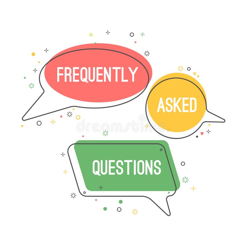 Frequently asked questions emblem on chat clouds set stock illustration