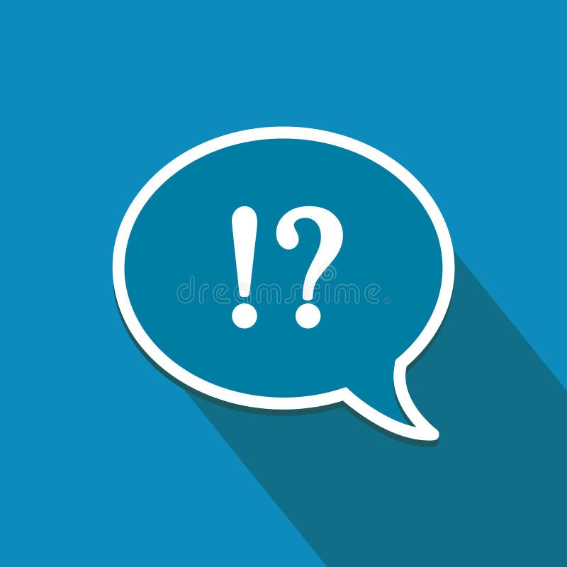 Frequently asked questions! Flat icon. Blue background. royalty free illustration