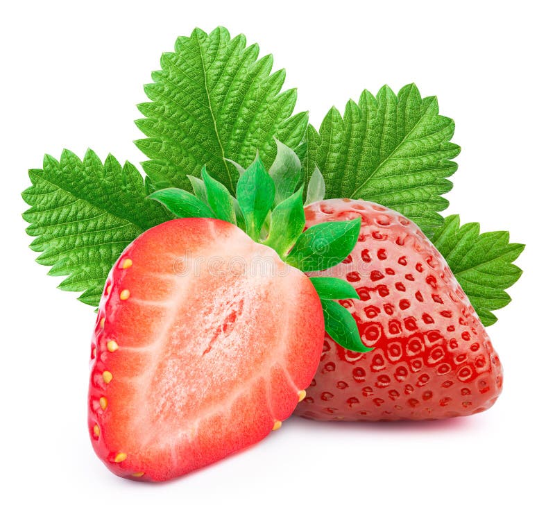 Fresas Con Las Hojas En Blanco Foto de archivo Imagen de recorte