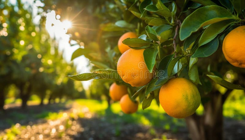 Freschezza di agrumi in un frutteto vivace generato dall'ai fotografia stock libera da diritti