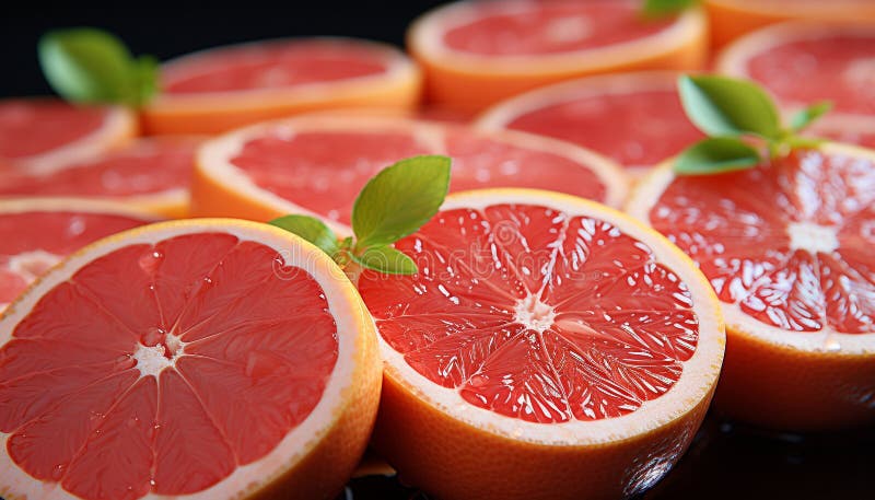 Freschezza e dolcezza in una fetta succosa di pompelmo generata da ai immagini stock