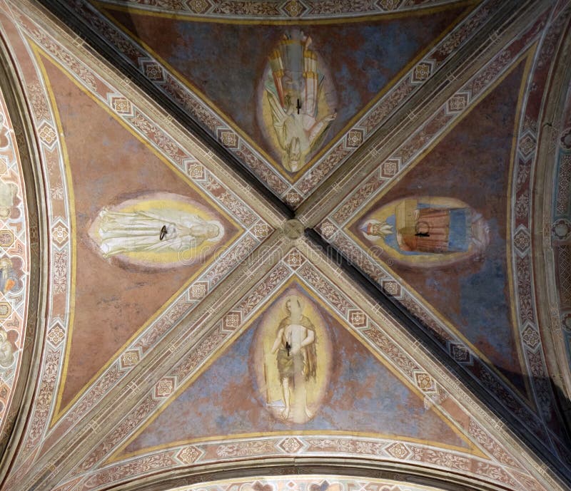 Fresco del techo en la iglesia de Orsanmichele en Florencia imagen de archivo Fresco del techo en la iglesia de Orsanmichele en Florencia imagen de archivo
