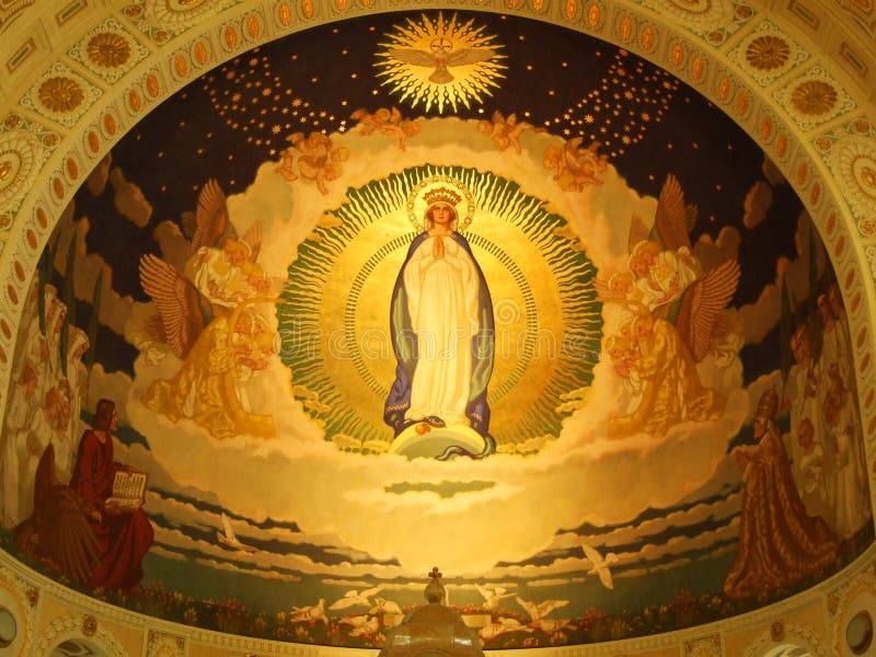 A fresco in the dome of a large church stock image A fresco in the dome of a large church stock image