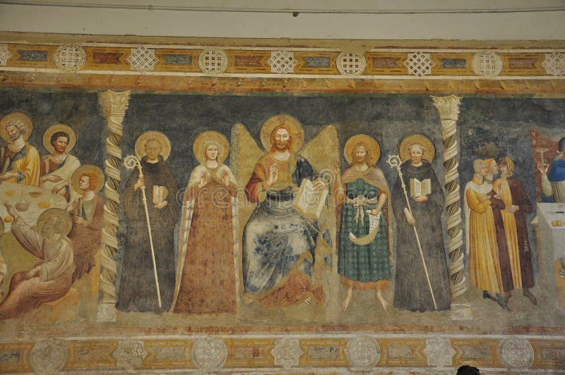 Frescos cristianos, abadía de Pomposa, Italia fotografía de archivo Frescos cristianos, abadía de Pomposa, Italia fotografía de archivo