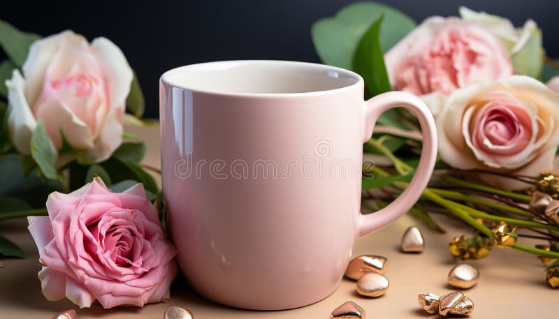 Frescura y romanticismo en un ramo de tulipanes rosados generados por el ai imagen de archivo libre de regalías