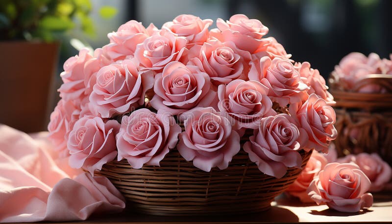Frescura y romanticismo en un ramo rosa un regalo de amor generado por ai imagen de archivo