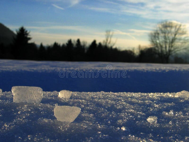 Fresh afternoon winter landscape, with ice pieces