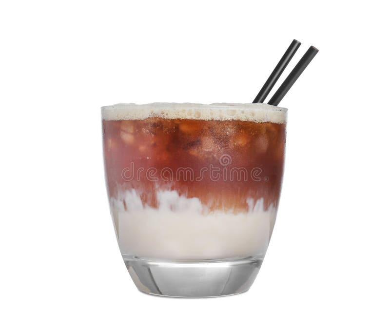 Fresh Alcoholic White Russian Cocktail Isolated On White Stock Image