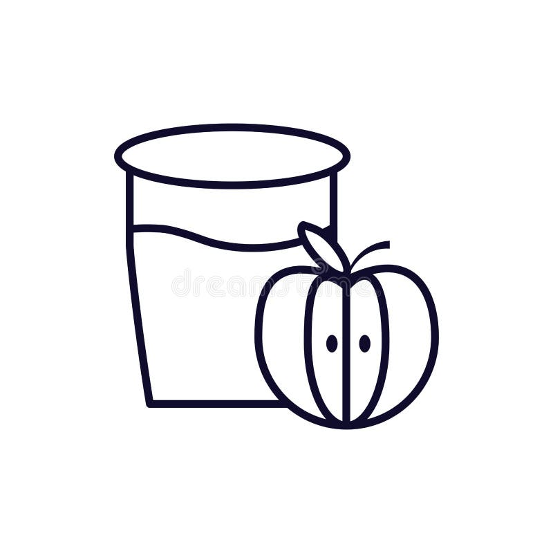 Fresh Apple Fruit with Cup of Water Stock Illustration Illustration