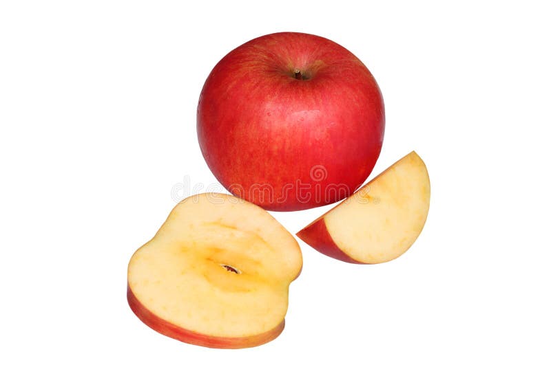 Fresh Apple and Slice Cut Isolated on White Background. Stock Photo Image of fresh, healthy