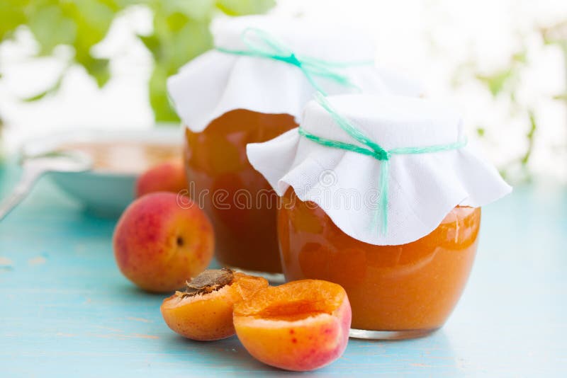 Fresh Apricots Jam in a Jar Stock Photo Image of orange, green 32292862