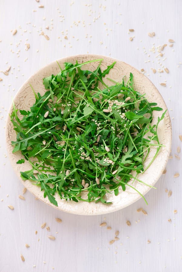 Fresh Arugula Salad with Seeds Stock Image Image of cooking, plant