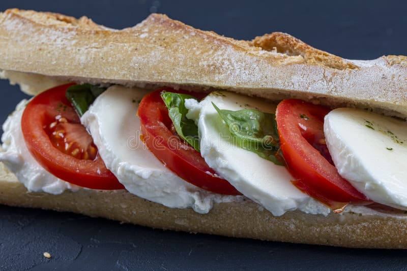 Fresh Arugula, Tomato, Mozzarella Cheese Sandwich Stock Image Image