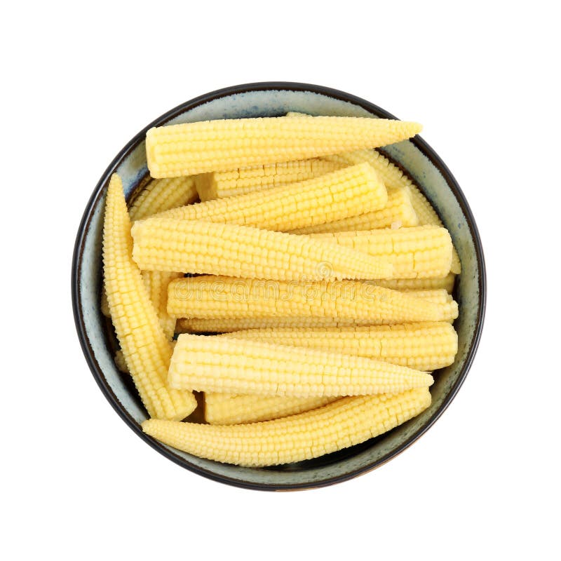Fresh Baby Corn Cobs on White, Top View Stock Image Image of flavor, dinner 222865415