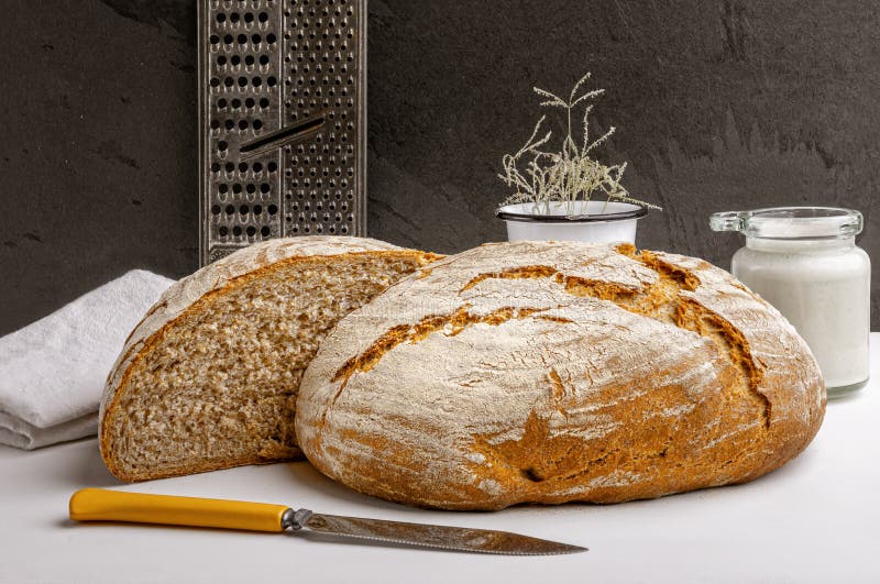 Fresh Baked Artisan Sourdough Bread with Sourdough Stock Image Image