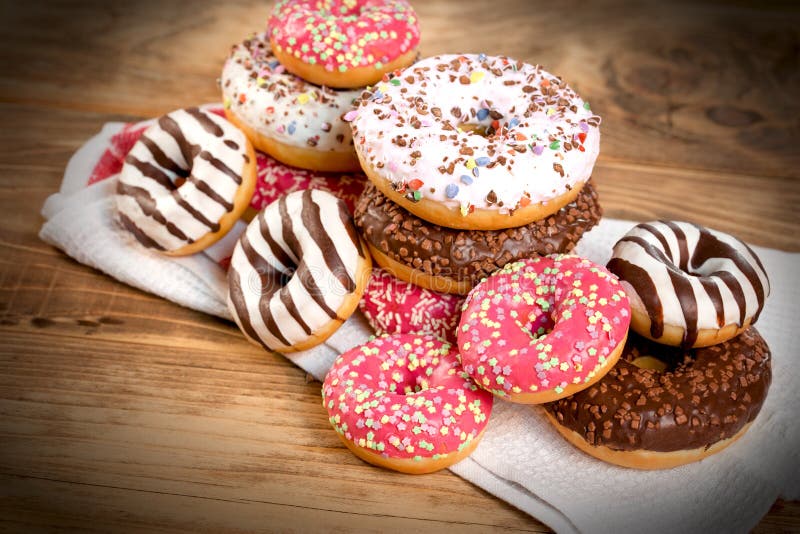 Fresh Baked Donuts, Sweet Donuts on Table Stock Image Image of cake