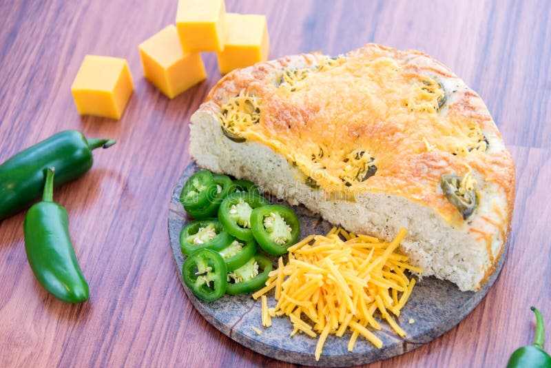 Fresh Baked Loaf of Jalapeno Cheddar Bread Stock Photo Image of