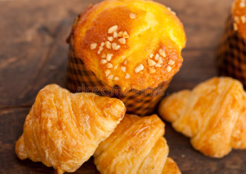 Fresh Baked Muffin and Croissant Mignon Stock Photo Image of breakfast, dessert 36767972