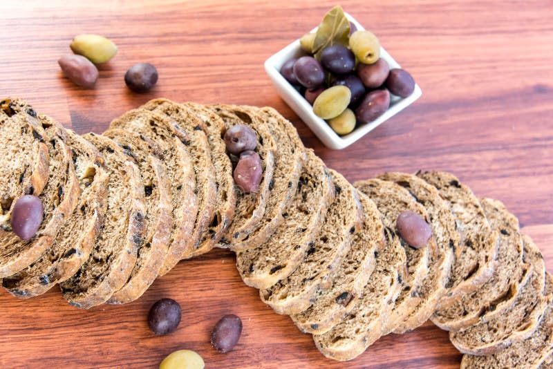 Fresh Baked Olive Bread Slices Stock Image Image of olive, food 52230903