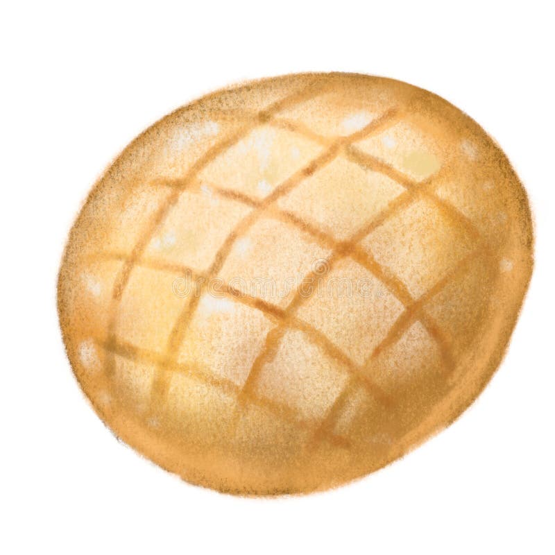 Fresh Baked Rye Bread Bun Bakery Hand Drawn Illustration Stock