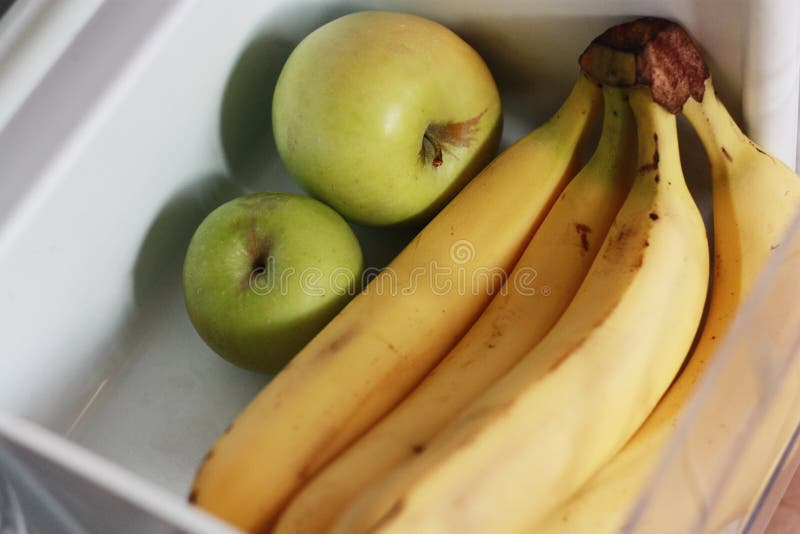 Fresh Bananas and Apples in the Fridge Stock Image Image of juice, breakfast 163747841