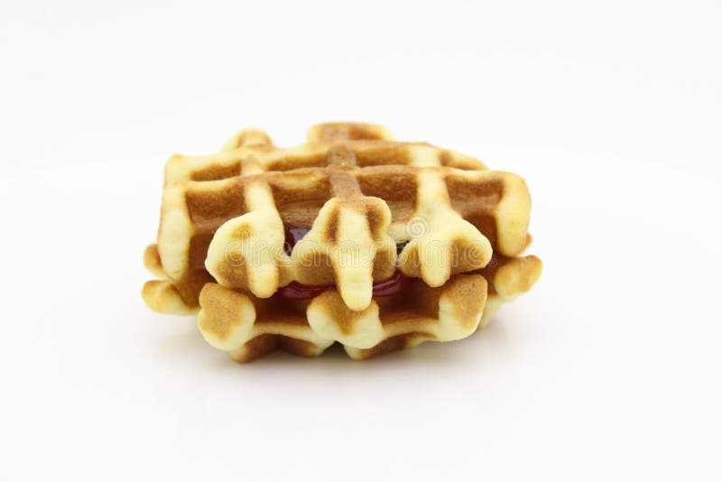 Fresh Belgian Waffles. Vienna Wafer on a White Background Stock Photo