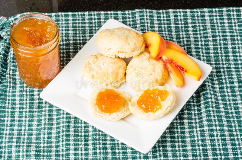 Fresh Biscuits with Peach Jam Stock Image Image of desserts, health