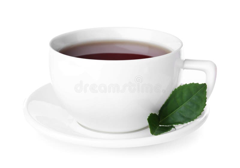 Fresh Black Tea and Green Leaves Isolated Stock Photo Image of