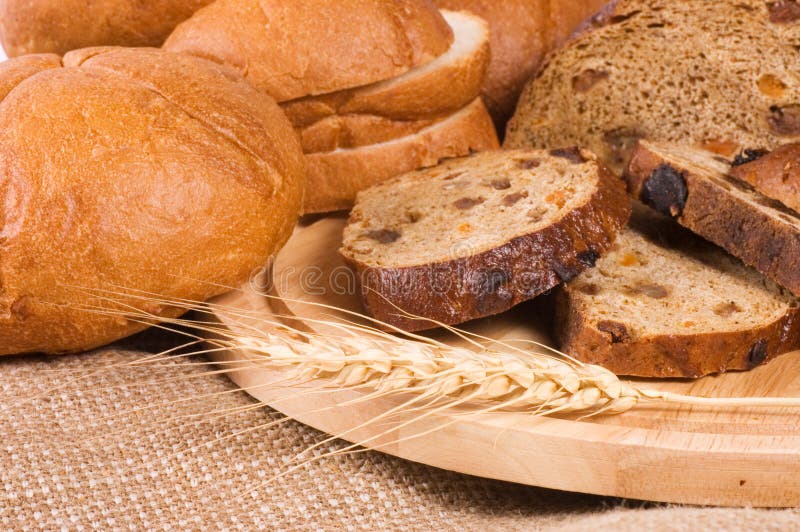 Fresh bread with ear of wheat