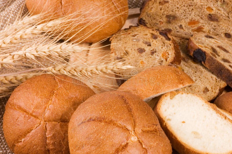 Fresh bread with ear of wheat