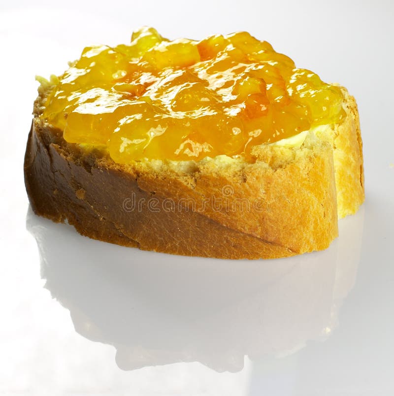 Fresh Bread With Jam And Butter Stock Photo Image of peach, dessert