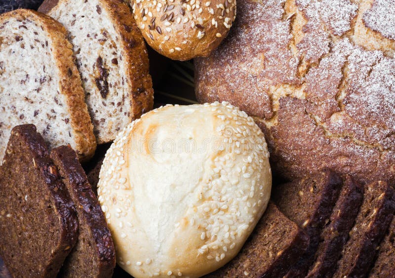 Fresh Bread and Rolls with Ears of Wheat Stock Image Image of dinner