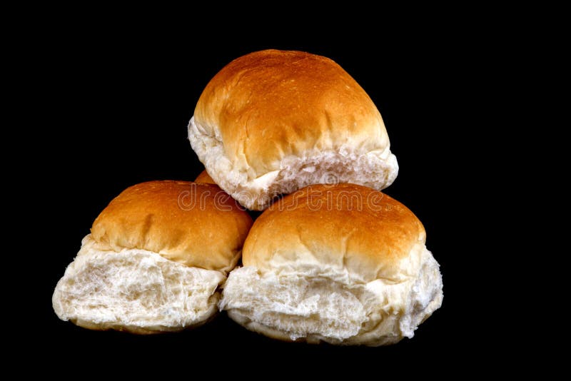 Fresh Bread Rolls On A Black Background Stock Image Image of isolated