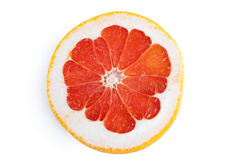 Fresh bright round grapefruit slice. stock image