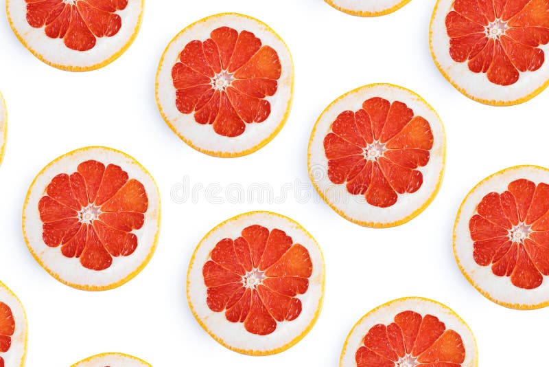 Fresh bright round grapefruit slices. stock images