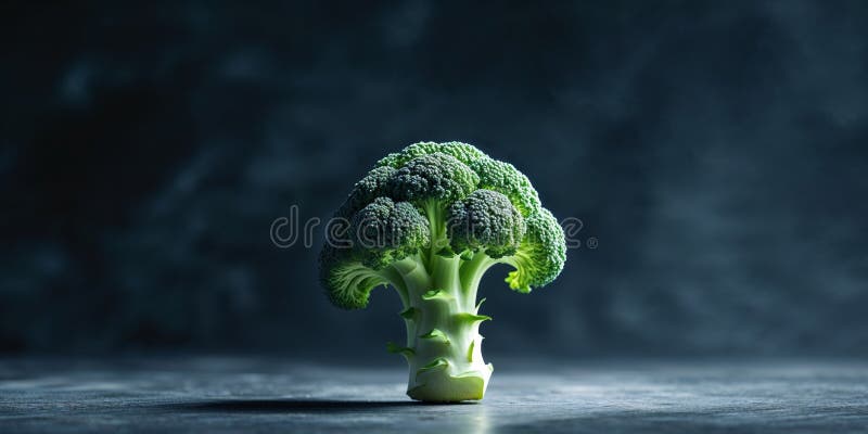 Fresh Broccoli Floret on a Dark Background stock photos