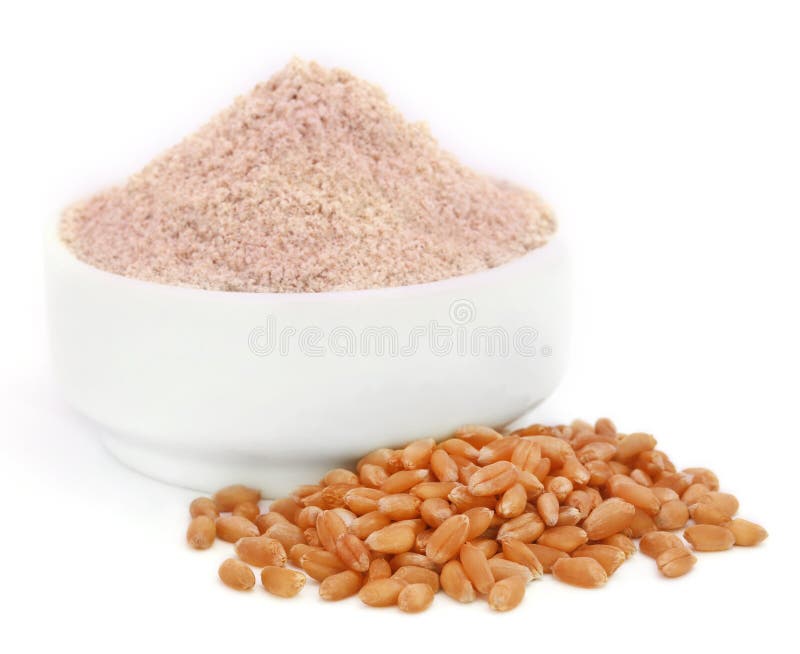 Fresh Brown Flour with Wheat Stock Image Image of white, harvest