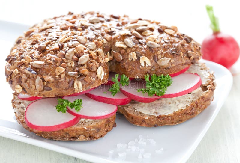 Fresh bun with radish