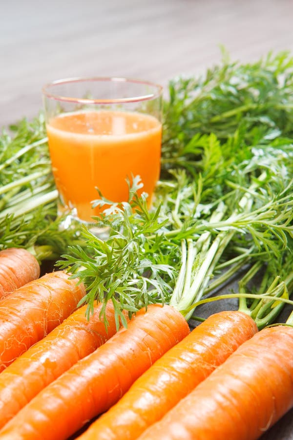 Fresh carrots and juice