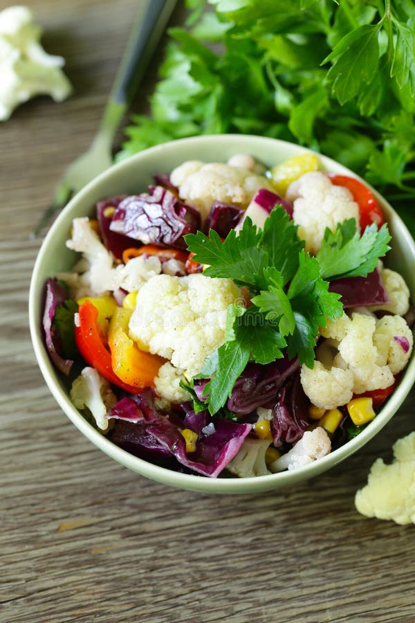 Fresh cauliflower salad stock photo. Image of dressing 147519422
