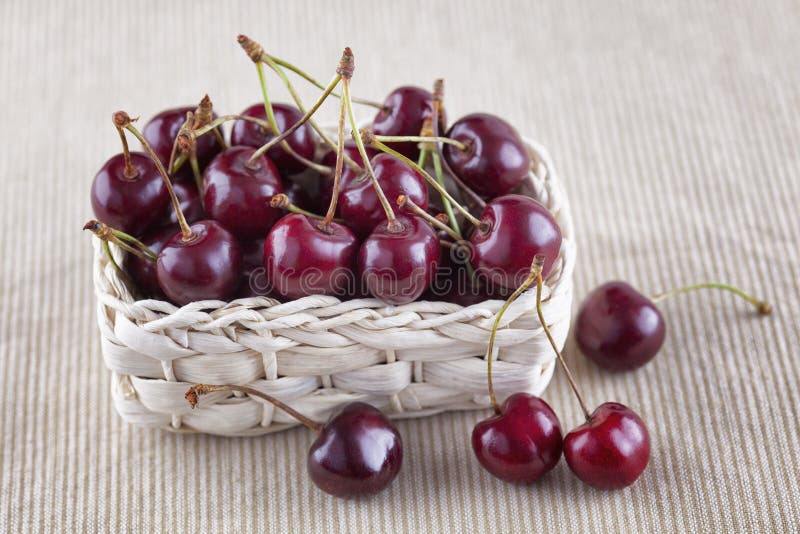 Fresh cherries in a basket stock photography Fresh cherries in a basket stock photography