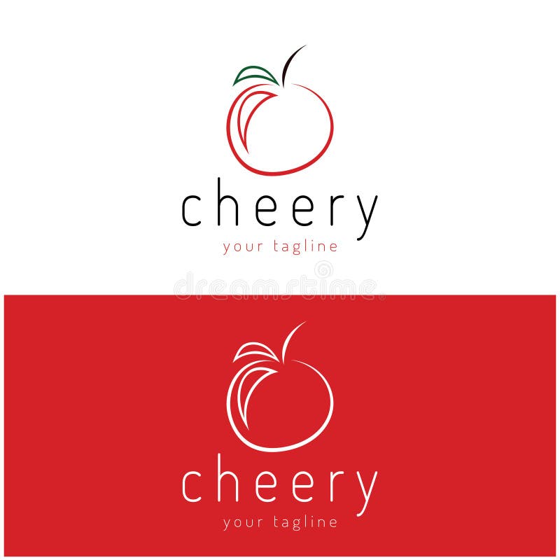 Fresh Cherry Fruit Logo with Minimalist Leaf Line Art Style. for Fruit Fresh Cherry Fruit Logo with Minimalist Leaf Line Art Style. for Fruit