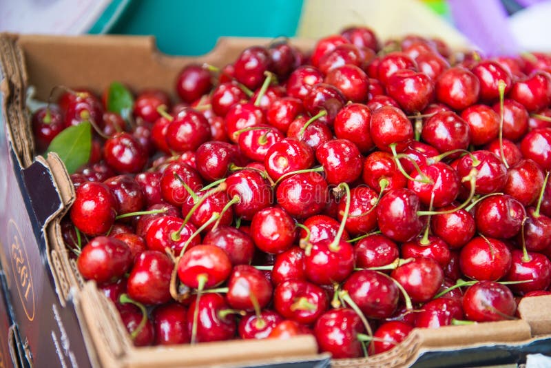 Fresh cherry for sale in fruit market