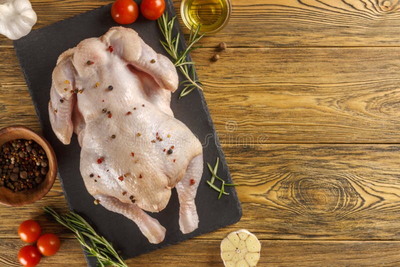 Fresh Chicken, Ready To Cook. Recipe Chicken Carcass Stock Image
