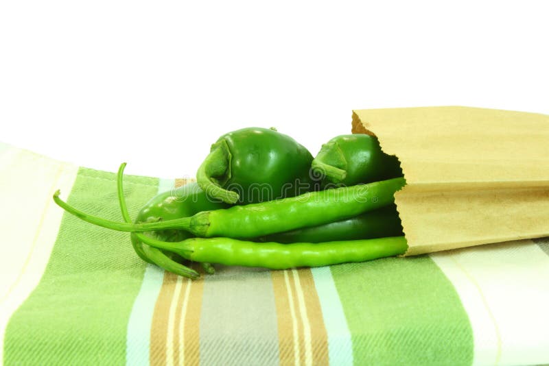 Fresh chili peppers in bag stock photo. Image of recipes 35241286