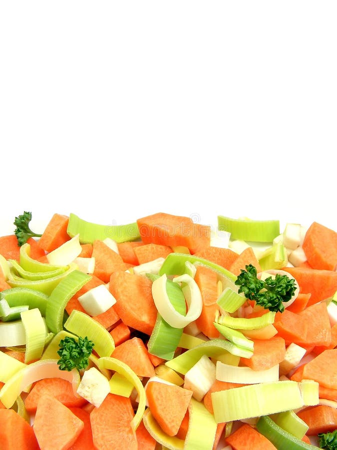 Fresh Chopped Vegetables on White Background Stock Photo - Image