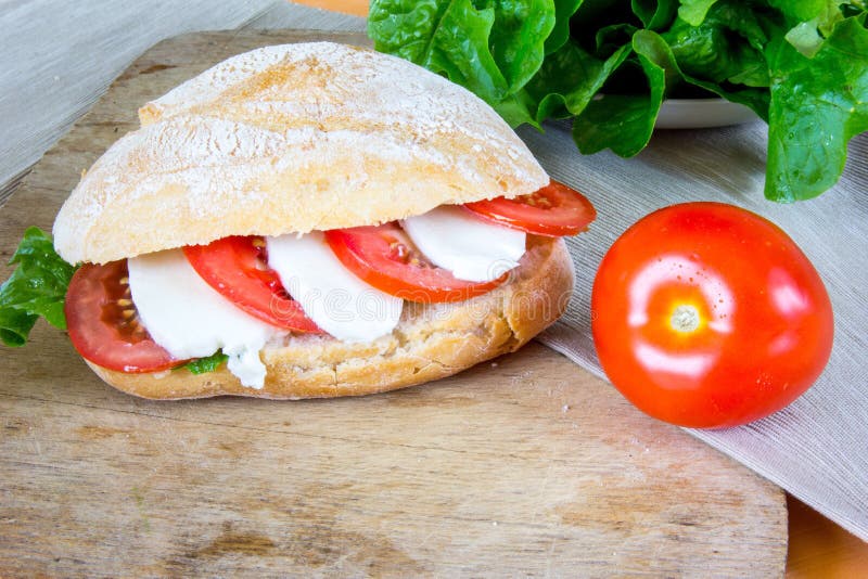 Fresh Ciabatta Caprese Sandwich Stock Image - Image of healthy, board ...